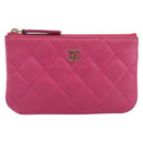 CHANEL Matelasse Coin Purse Lamb Skin Pink Gold Tone CC Auth BA16109-13