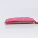 CHANEL Matelasse Coin Purse Lamb Skin Pink Gold Tone CC Auth BA16109-5