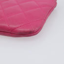 CHANEL Matelasse Coin Purse Lamb Skin Pink Gold Tone CC Auth BA16109-7
