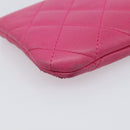CHANEL Matelasse Coin Purse Lamb Skin Pink Gold Tone CC Auth BA16109-14