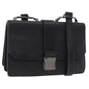 Miu Miu Madras Shoulder Bag Leather Black Silver Auth BA16113A-1