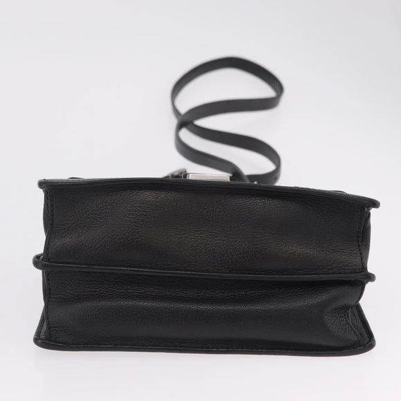 Miu Miu Madras Shoulder Bag Leather Black Silver Auth BA16113A