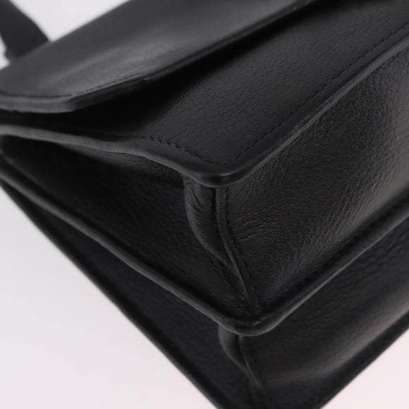 Miu Miu Madras Shoulder Bag Leather Black Silver Auth BA16113A