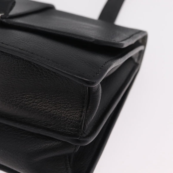 Miu Miu Madras Shoulder Bag Leather Black Silver Auth BA16113A