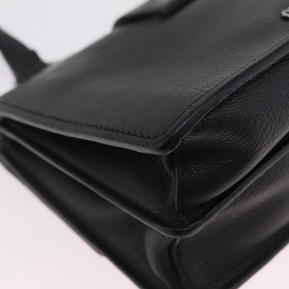 Miu Miu Madras Shoulder Bag Leather Black Silver Auth BA16113A