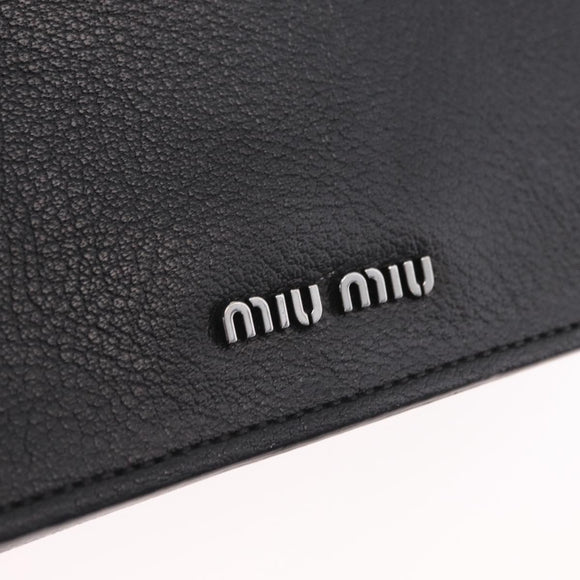 Miu Miu Madras Shoulder Bag Leather Black Silver Auth BA16113A