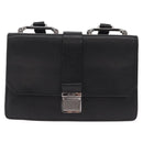 Miu Miu Madras Shoulder Bag Leather Black Silver Auth BA16113A-13