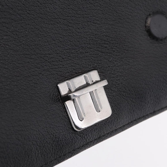Miu Miu Madras Shoulder Bag Leather Black Silver Auth BA16113A