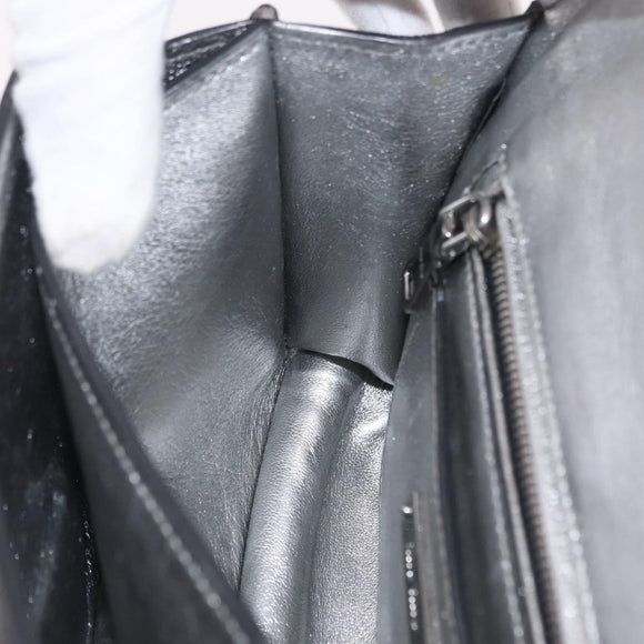 Miu Miu Madras Shoulder Bag Leather Black Silver Auth BA16113A