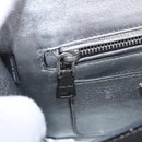 Miu Miu Madras Shoulder Bag Leather Black Silver Auth BA16113A-30