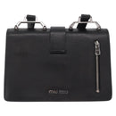 Miu Miu Madras Shoulder Bag Leather Black Silver Auth BA16113A-2