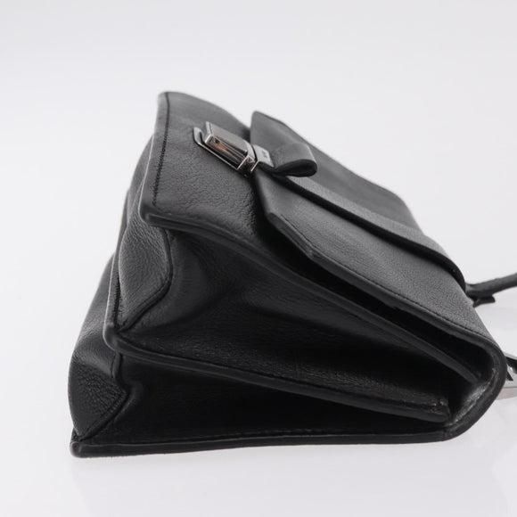 Miu Miu Madras Shoulder Bag Leather Black Silver Auth BA16113A