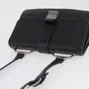 Miu Miu Madras Shoulder Bag Leather Black Silver Auth BA16113A-6
