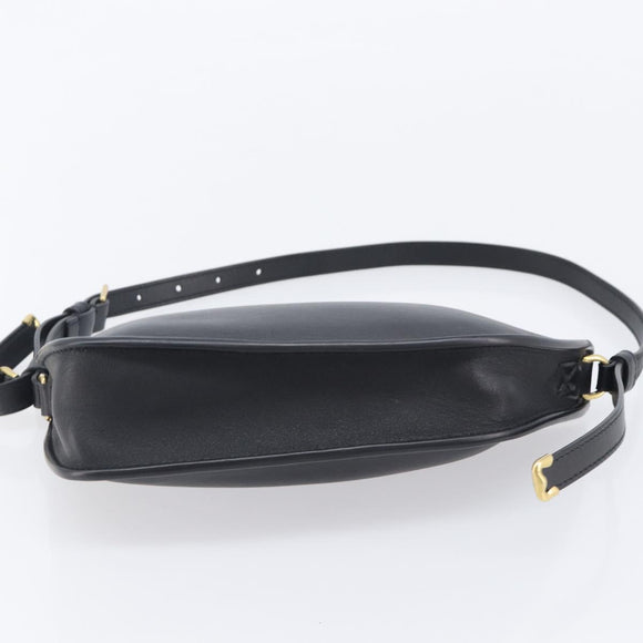 BURBERRY Shoulder Bag Leather Black Gold Tone Auth BA16116A