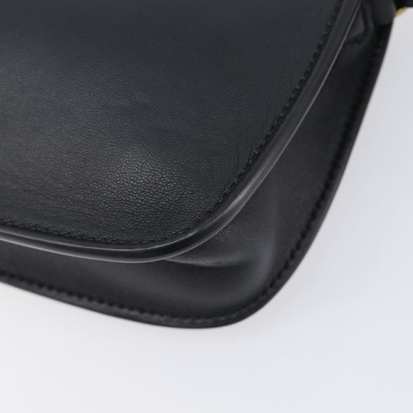 BURBERRY Shoulder Bag Leather Black Gold Tone Auth BA16116A