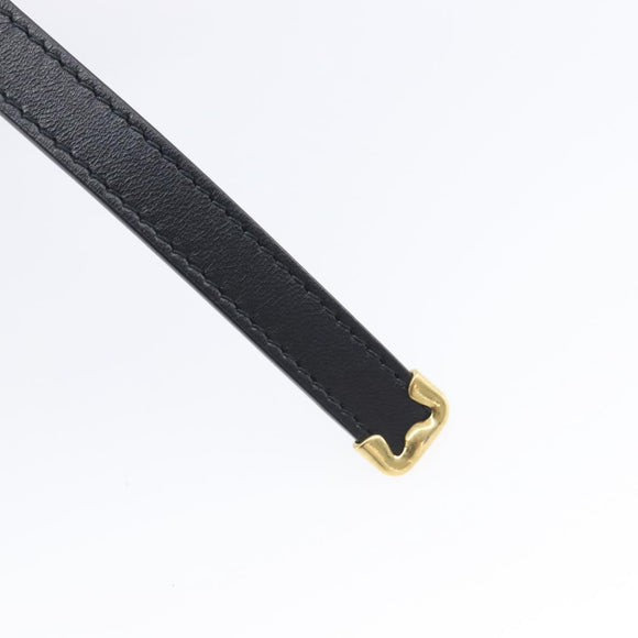 BURBERRY Shoulder Bag Leather Black Gold Tone Auth BA16116A
