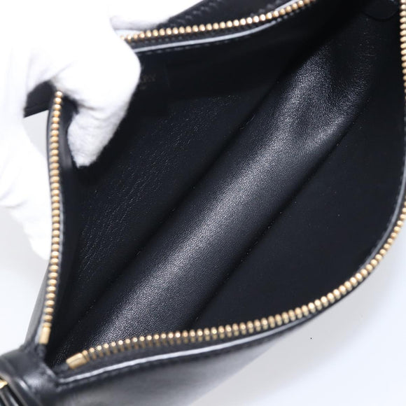 BURBERRY Shoulder Bag Leather Black Gold Tone Auth BA16116A