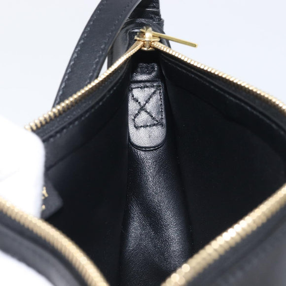 BURBERRY Shoulder Bag Leather Black Gold Tone Auth BA16116A