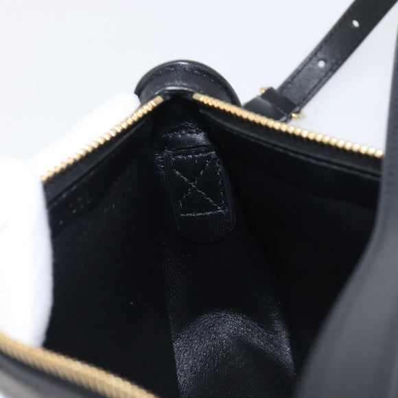 BURBERRY Shoulder Bag Leather Black Gold Tone Auth BA16116A