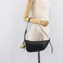 BURBERRY Shoulder Bag Leather Black Gold Tone Auth BA16116A-24