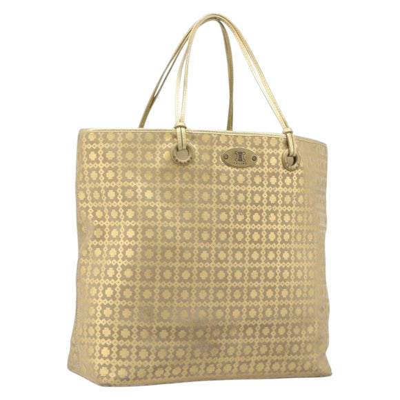 CELINE Tote Bag Suede Gold Auth BA16117