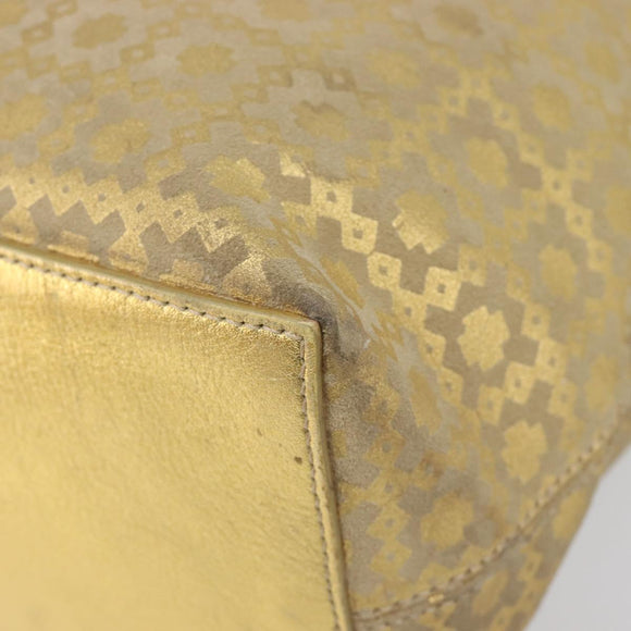 CELINE Tote Bag Suede Gold Auth BA16117