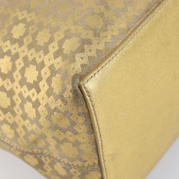 CELINE Tote Bag Suede Gold Auth BA16117