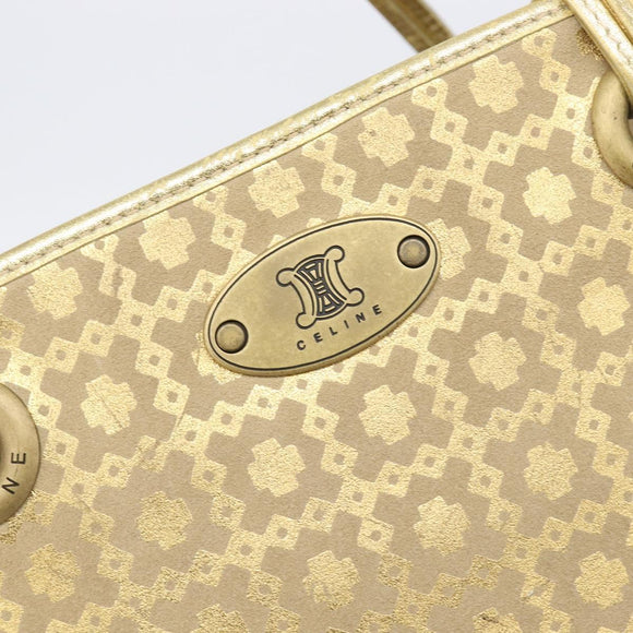 CELINE Tote Bag Suede Gold Auth BA16117