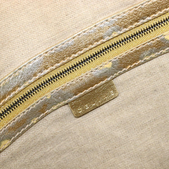 CELINE Tote Bag Suede Gold Auth BA16117