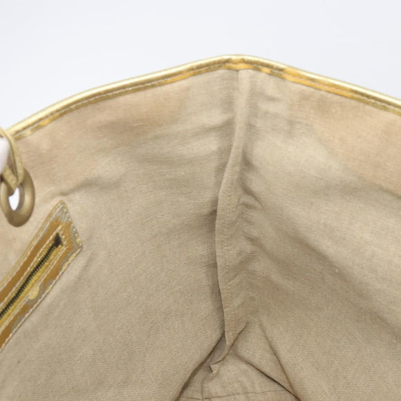 CELINE Tote Bag Suede Gold Auth BA16117