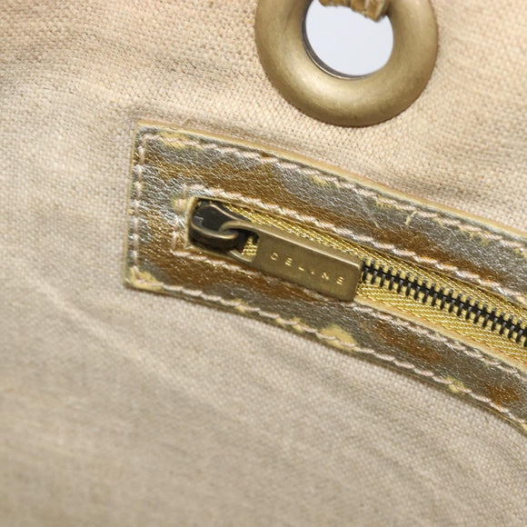 CELINE Tote Bag Suede Gold Auth BA16117