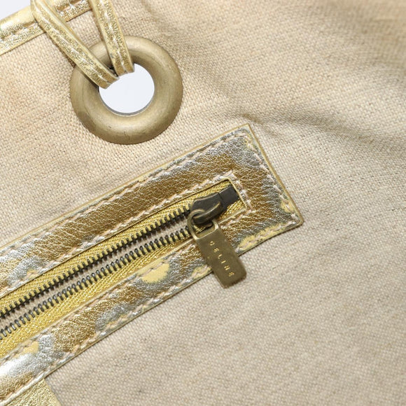 CELINE Tote Bag Suede Gold Auth BA16117