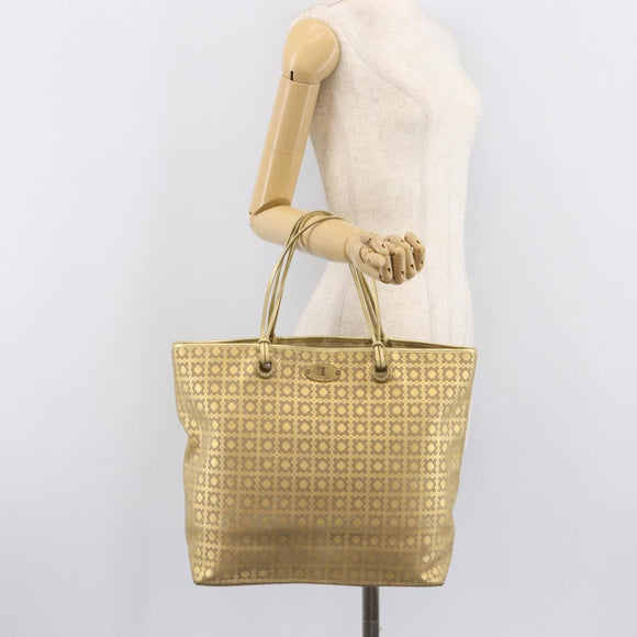 CELINE Tote Bag Suede Gold Auth BA16117