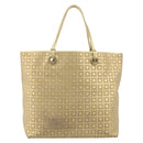 CELINE Tote Bag Suede Gold Auth BA16117-2