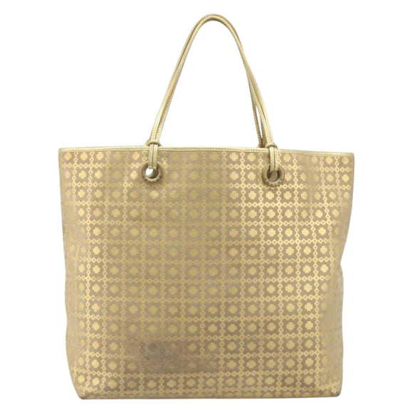 CELINE Tote Bag Suede Gold Auth BA16117