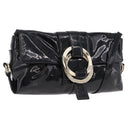 BVLGARI Chandra Shoulder Bag Patent Black Gold Tone Auth BA16118-1