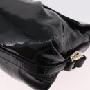 BVLGARI Chandra Shoulder Bag Patent Black Gold Tone Auth BA16118-14