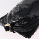 BVLGARI Chandra Shoulder Bag Patent Black Gold Tone Auth BA16118-15