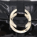 BVLGARI Chandra Shoulder Bag Patent Black Gold Tone Auth BA16118-17