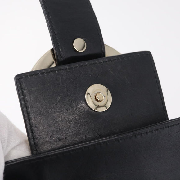 BVLGARI Chandra Shoulder Bag Patent Black Gold Tone Auth BA16118