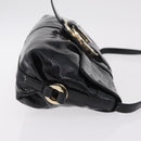 BVLGARI Chandra Shoulder Bag Patent Black Gold Tone Auth BA16118-3