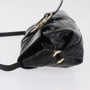 BVLGARI Chandra Shoulder Bag Patent Black Gold Tone Auth BA16118-4