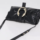 BVLGARI Chandra Shoulder Bag Patent Black Gold Tone Auth BA16118-6