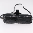 BVLGARI Chandra Shoulder Bag Patent Black Gold Tone Auth BA16118-5