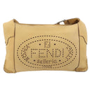 FENDI Celeria Shoulder Bag Leather Beige Silver 8BT113 Auth BA16119-13