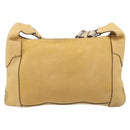 FENDI Celeria Shoulder Bag Leather Beige Silver 8BT113 Auth BA16119-2