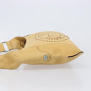 FENDI Celeria Shoulder Bag Leather Beige Silver 8BT113 Auth BA16119-4
