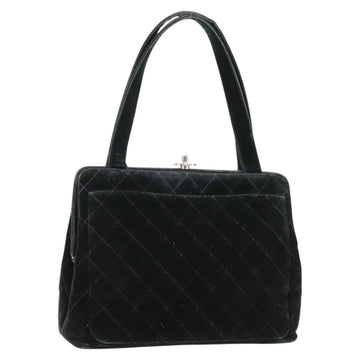 CHANEL Matelasse Hand Bag Suede Black Silver CC Auth BA1612