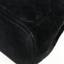 CHANEL Matelasse Hand Bag Suede Black Silver CC Auth BA1612-12