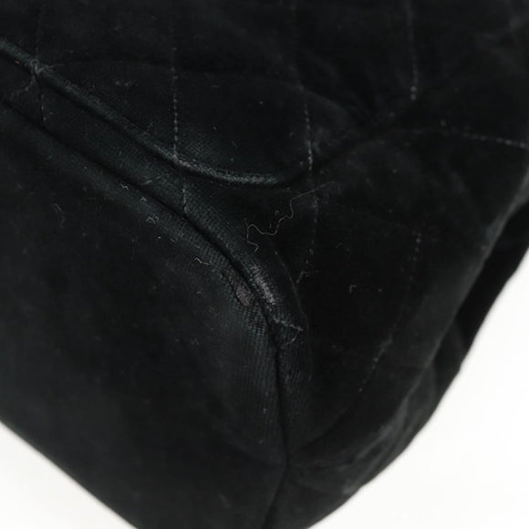 CHANEL Matelasse Hand Bag Suede Black Silver CC Auth BA1612